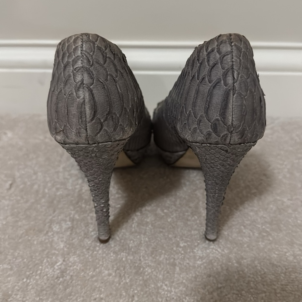Zara Python Gray 4” Platform Peep Toe Heel - image 4